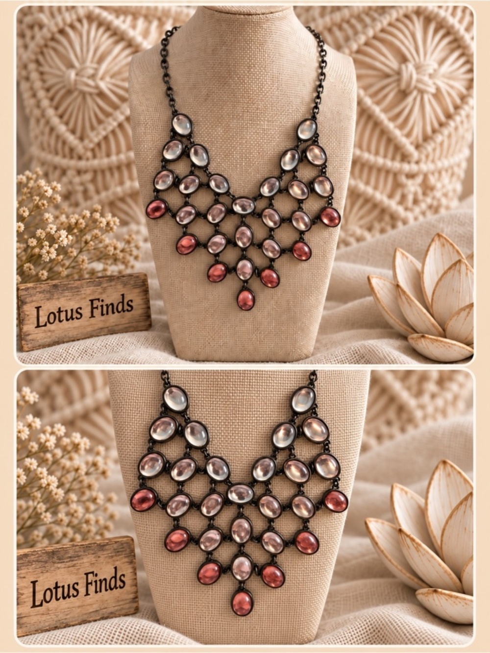 Blush Pink Cascading Bib Statement Necklace